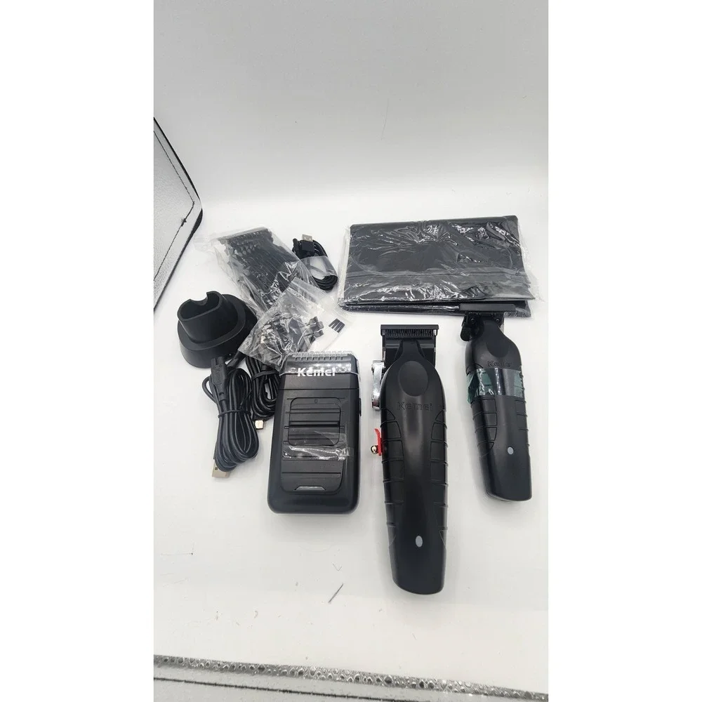 Kemei Professional Hair Clipper Trimmer Shaver Set KM-2296 KM-2299 KM-1102 Black
